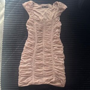 Zara Nude Ruched Mini Dress